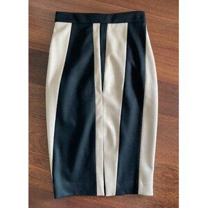 Judith & Charles Black & Beige Colorblock Wool Pencil Skirt | Size 2